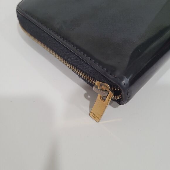 Celine Wallet Patent Leather Black Clutch Large Zip Around Multifunction Designe - Picture 9 of 9